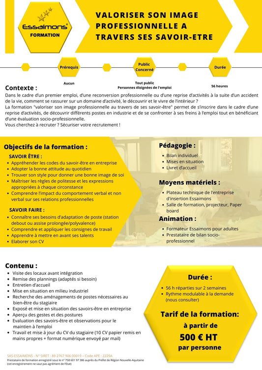 FORMATION : VALORISER SON IMAGE PROFESSIONNELLE A TRAVERS SES SAVOIR-ETRE